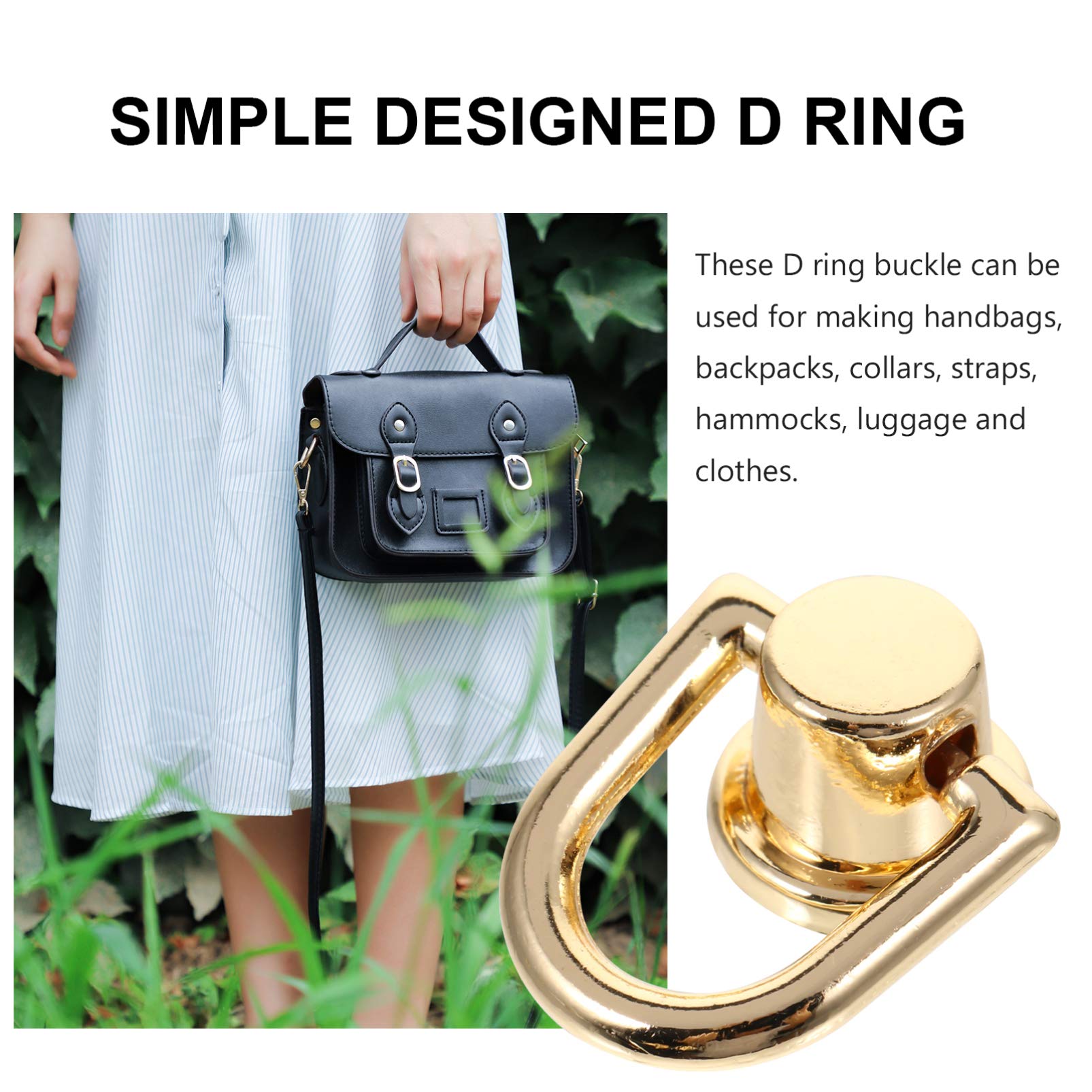 VILLCASE 6 Stück D-ring aus Legierung in Gold Installieren und Tragen für Selbstgemacht Handtaschen und Halsbänder Zubehör