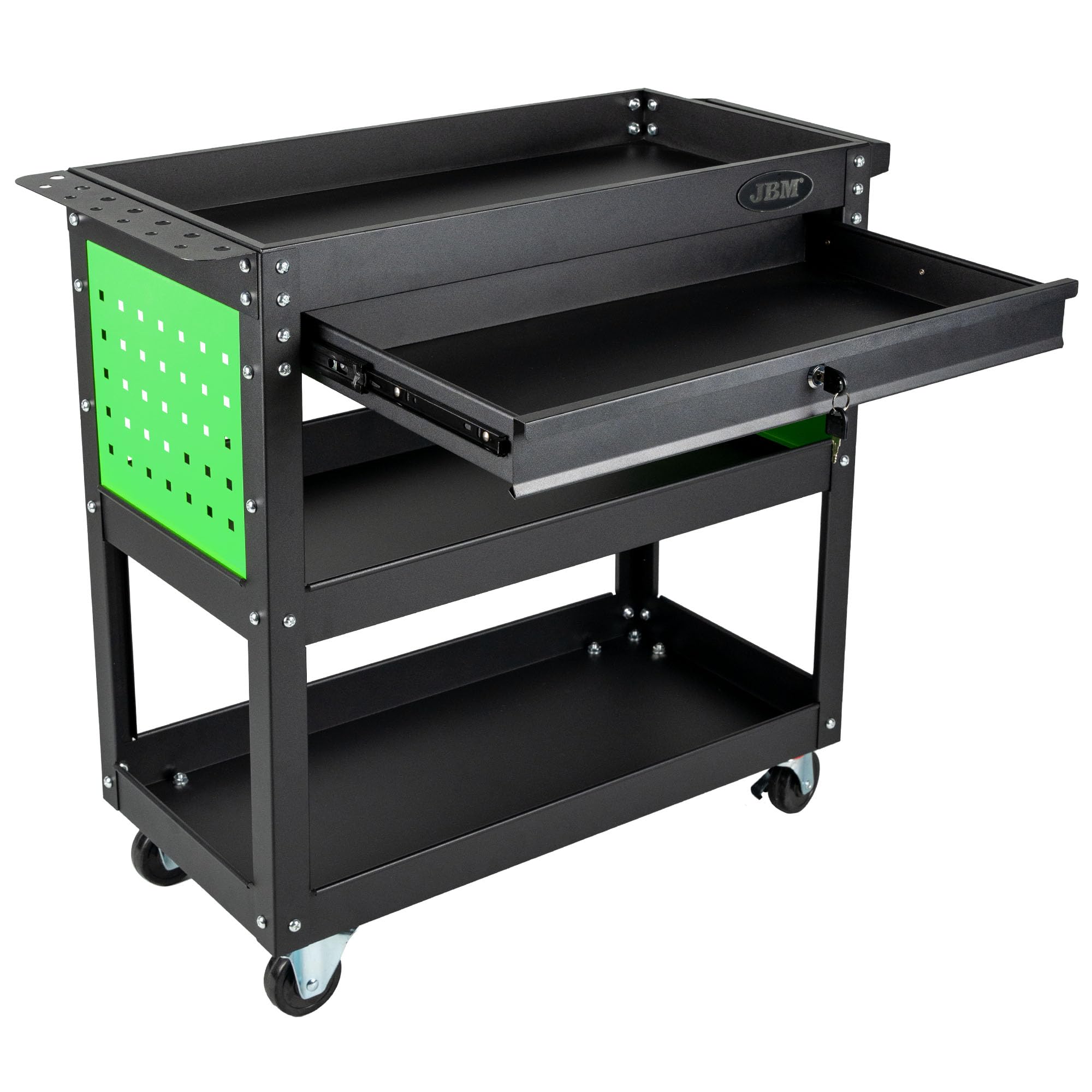 JBM 54499 Carro de Taller con 3 bandejas y cajón con Llave
