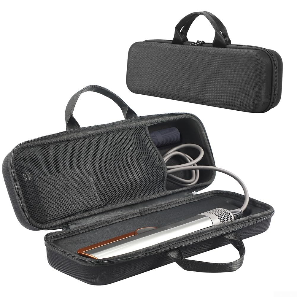 Funda rígida de EVA compacta para Dyson Airstrait HT01, organiza y protege tus accesorios alisadores de cabello (negro)