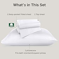 Vista 3 de California Design Den - Juego de sábanas suaves como la seda, 3 piezas de 800 hilos, 100 % algodón, con sábana bajera duradera de esquinas Blanco