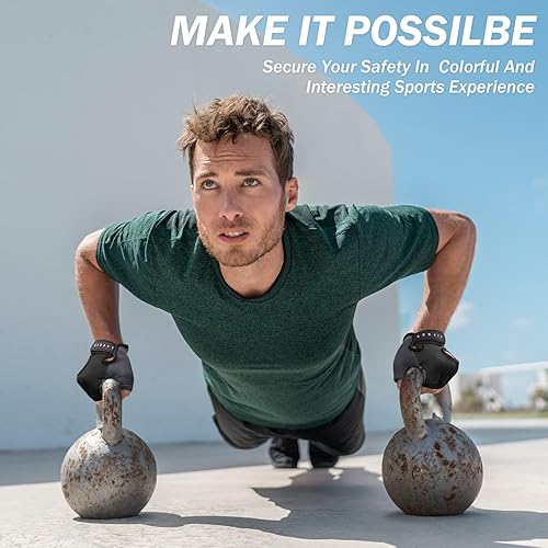 Miniatura 10 de LIFECT Freedom - Guantes de entrenamiento para levantamiento de pesas que cubre los nudillos, guantes cortos sin dedos con dorso curvo abierto para