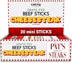 Think Jerky x Pat's King of Steaks Official Cheesesteak Flavor Beef Sticks, Limited Edition, Grass Fed Beef Meat Snacks, High Protein, Gluten Free, Low Sugar, No Nitrites Added, Paleo Friendly, .5oz, 20pack