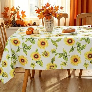 SASTYBALE Fall Sunflower Tablecloth Rectangle 60 x 84 Inch, Yellow