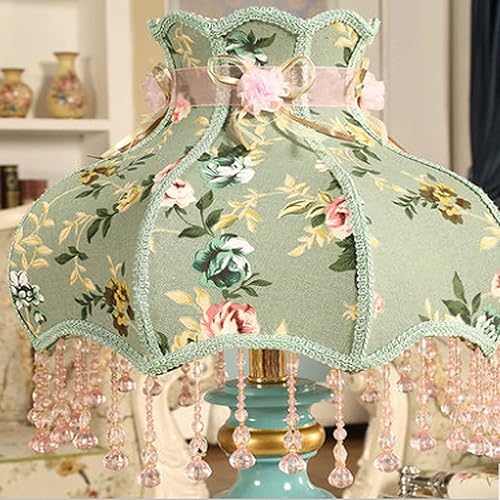 Miniatura 5 de Lámpara de noche tradicional de 23 pulgadas, lámpara de escritorio de tela, base de resina pintada antigua, lámparas de noche para dormitorio, sala