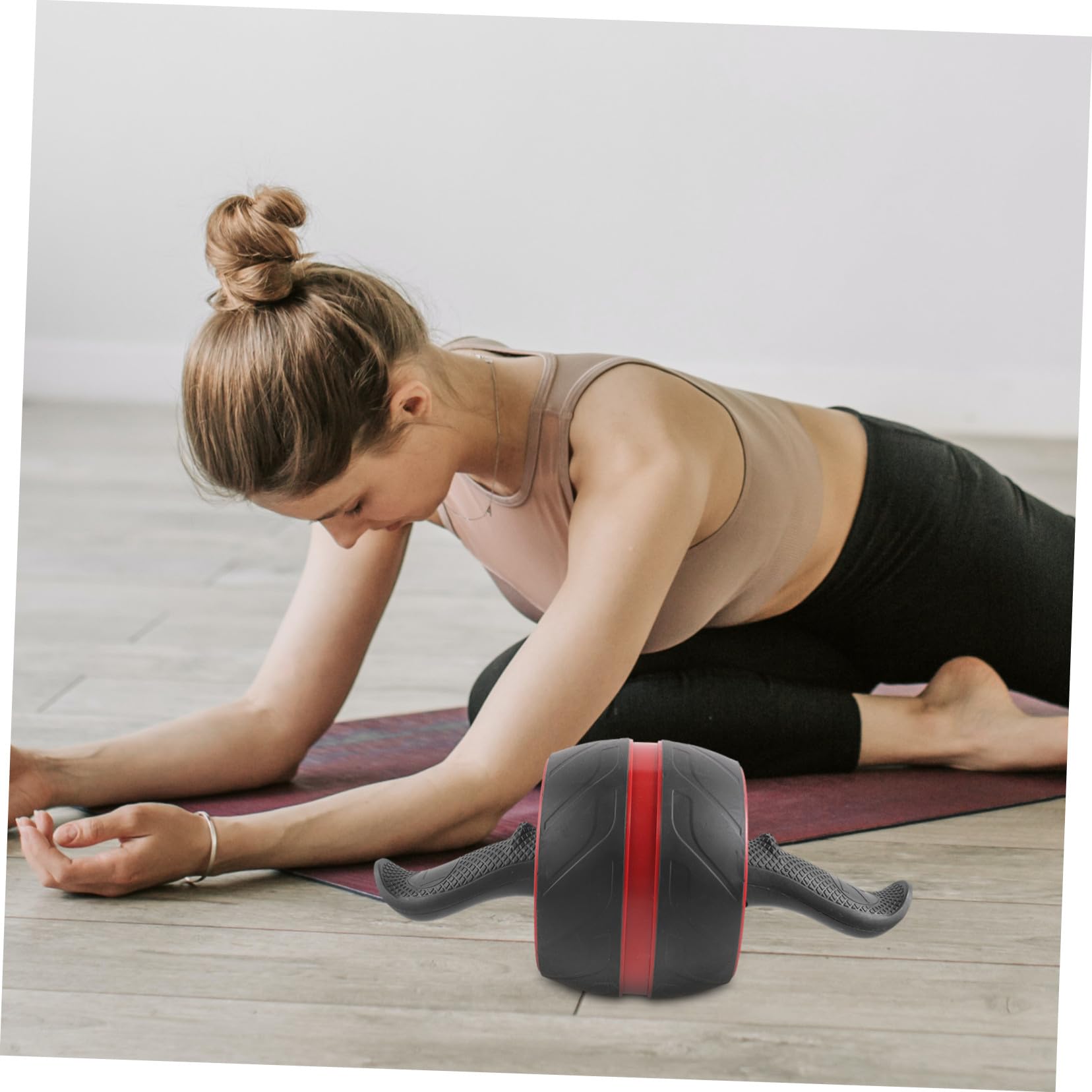 NOLITOY Rueda Abdominal Rodillo de Rueda con Alfombrilla Adicional para Entrenamiento de Abdominales de Uso Doméstico Equipo de Fitness para Ejercicios Básicos