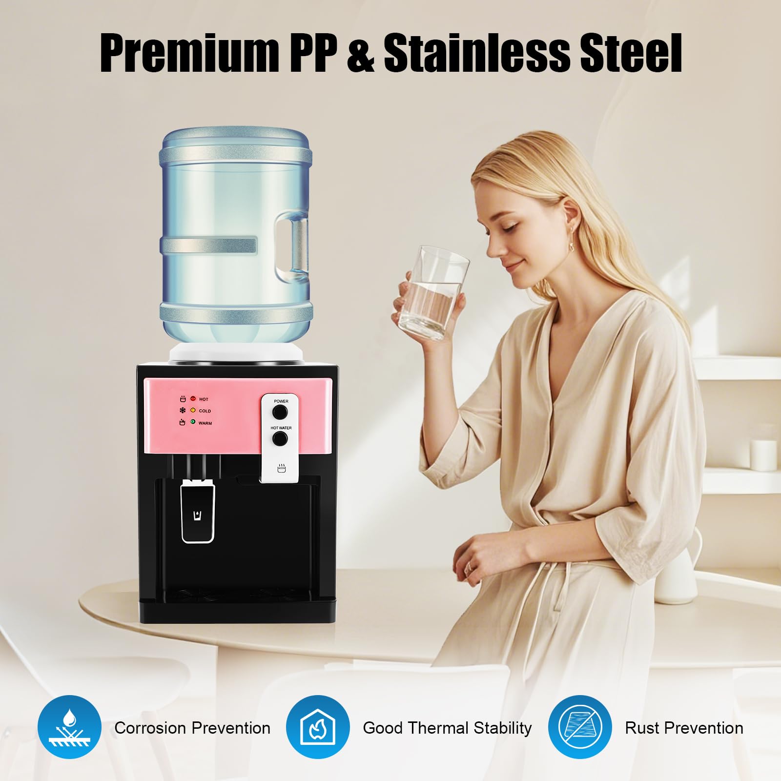 5 Gallon Water Dispenser, Top Loading Hot Cold Mini Water Cooler for 5 Gallon Bottle, Water Dispenser for Home?Office?Dormitory Use