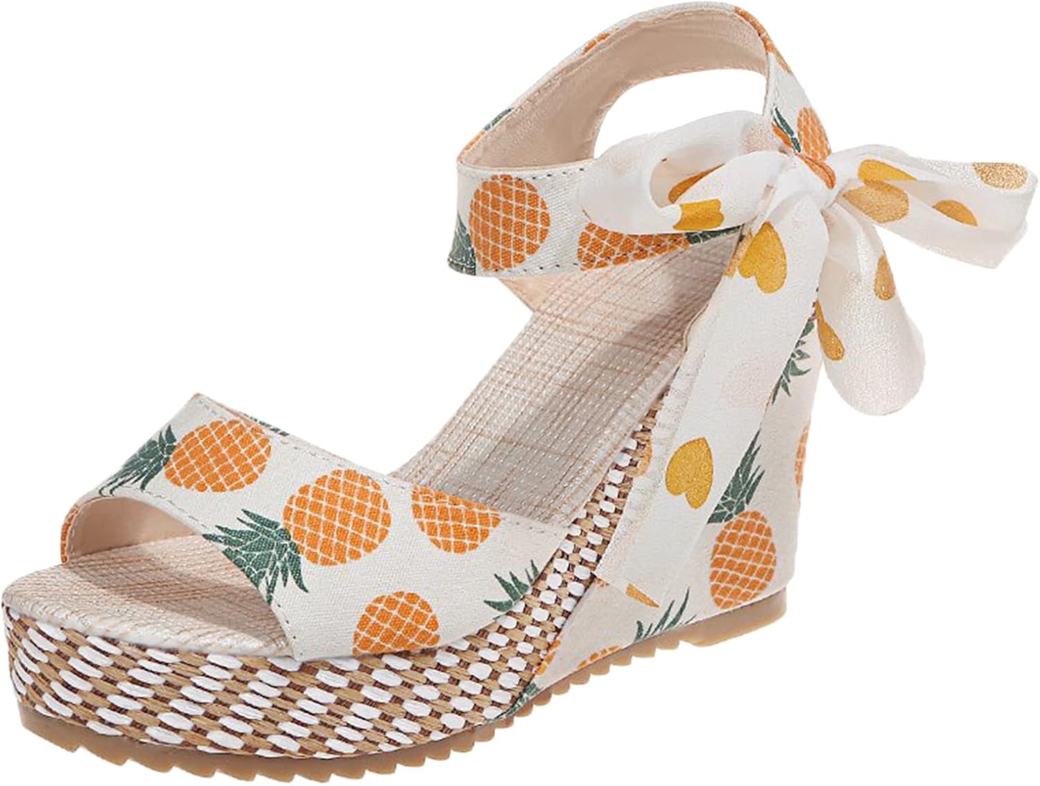 Aniywn Women Espadrilles Platform Wedges Heel Lace Up Sandals Elegant Floral Classic Ankle Strap Shoes