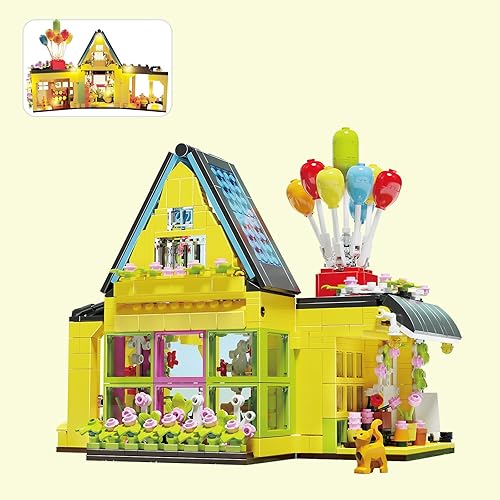 MyGoci Juego de bloques de construcción de casa de flores, Green House Street View, juguete de construcción creativa, modelo de arquitectura, regalo