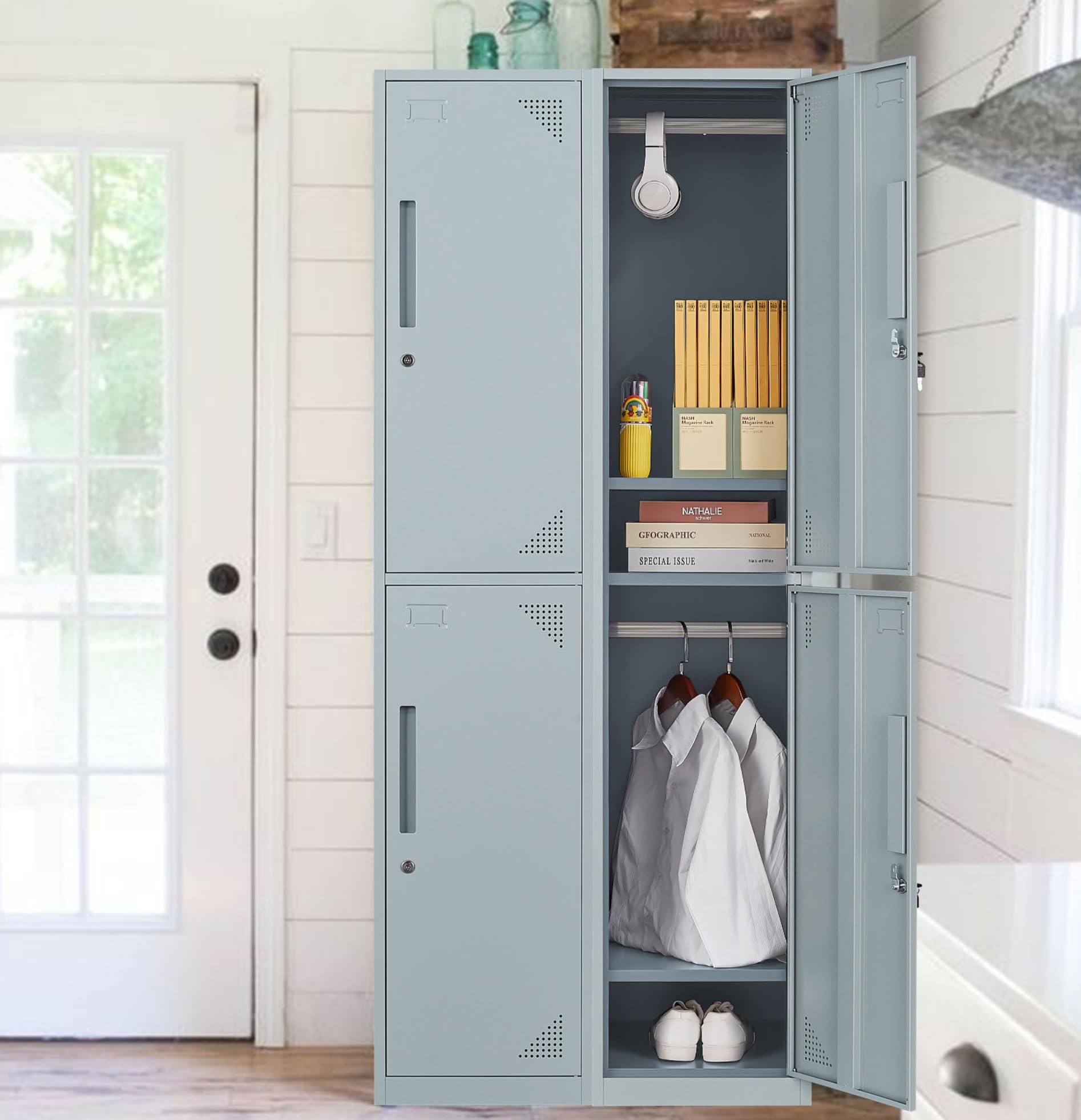 スチールキャビネット Amazon.co.jp: スチールメタルロッカー - 大型 71インチ 収納