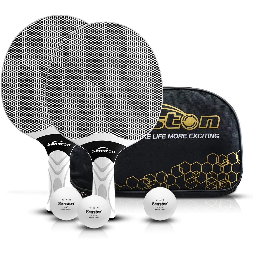 Senston Tischtennisschläger Set, Professionelles Tischtennis Set für 2-4 Spieler, Verbundgummi Tischtennisschläger, Indoor- oder Outdoor-Spiele.