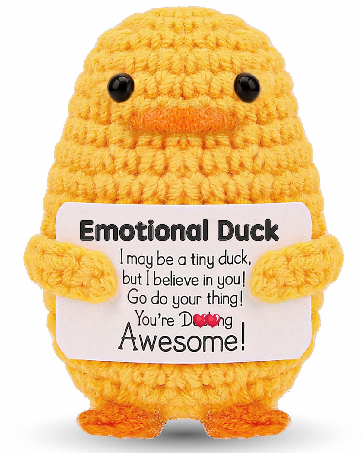 Hoedia Emotional Duck Small Mother’s Day Easter Gifts for Women Men Her Him, Positive Crochet Cute Funny Inspirational Support Stuffers College Office Friend Birthday Basket Filler Decorations