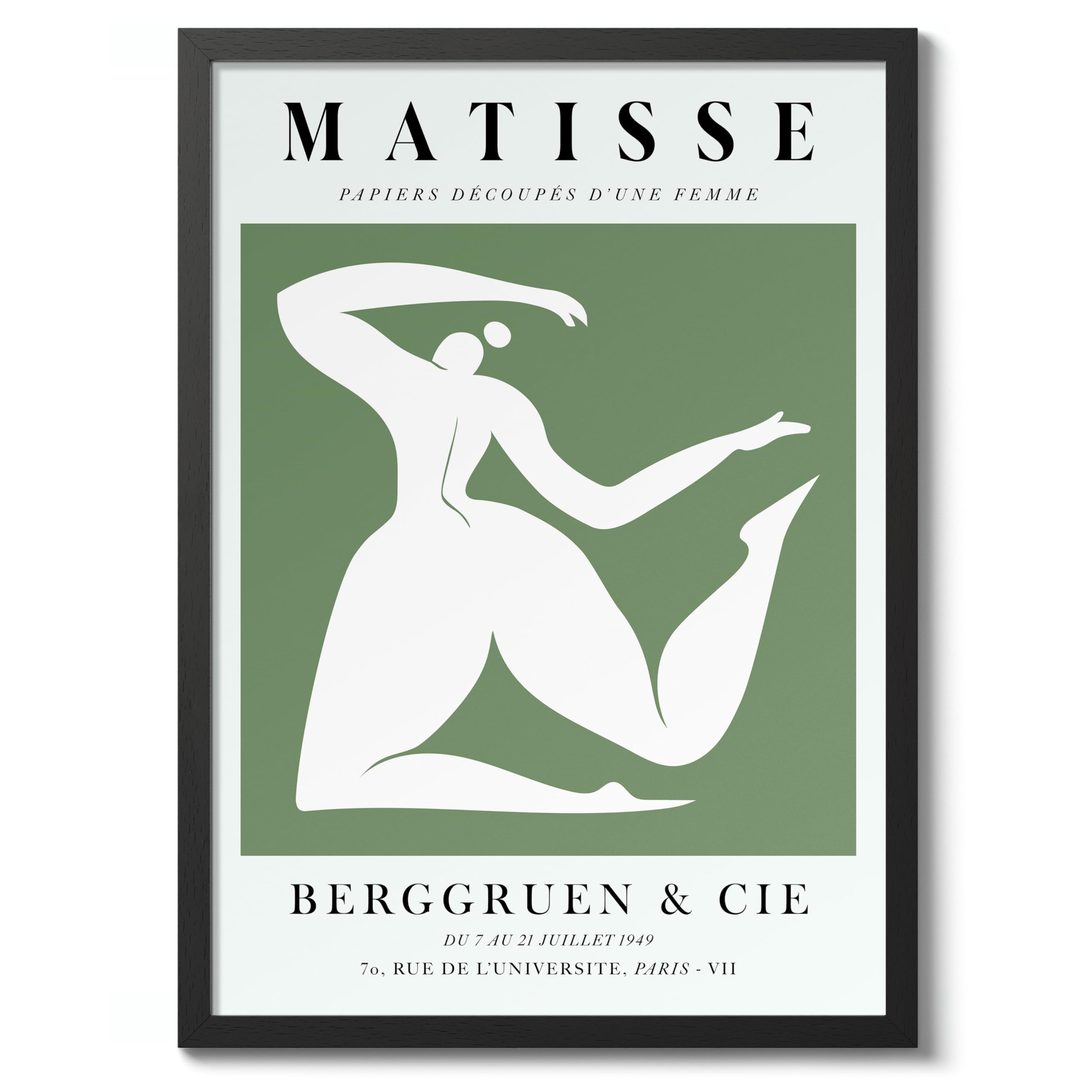 Une Femme Verte, Acrobatique Henri Matisse Poster, Modern Art Exhibition Print, Abstract Boho Wall Art, Home Decor Design And Decoration, A2 (Black Frame) - 59.4x42cm