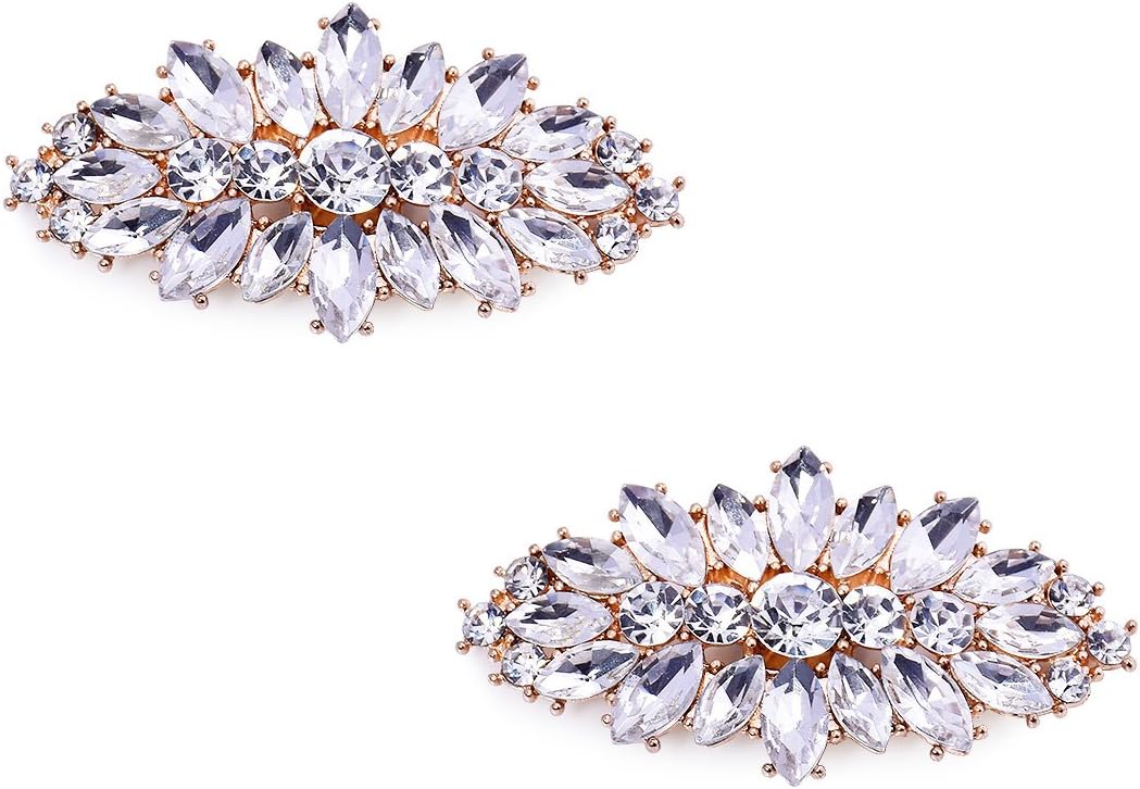 ELEGANTPARK Fashion Shoe Clips for Pumps Pearl Rhinestone Flower Crystal Party Wedding Shoe Accessories Clips