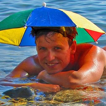 GWAWG 2 PCS Umbrella Hat Head Umbrella Adult Kids with Elastic Band Rainbow Watermelon Pattern for Outdoor Fishing Golf Activities