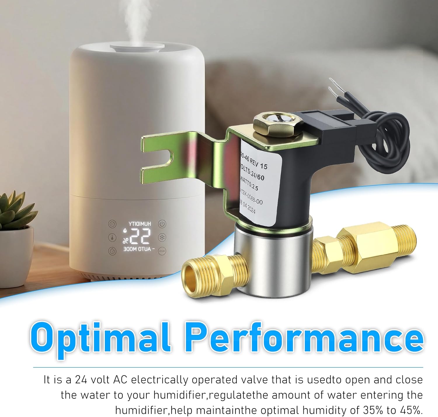 990-53 Humidifier Solenoid Vavle Assembly, Humidifier Water Valve 24 Volts Compatible with GeneralAire 1042 1042L 1042LH 1137 | 3.5Gallon/hr by TOMOON