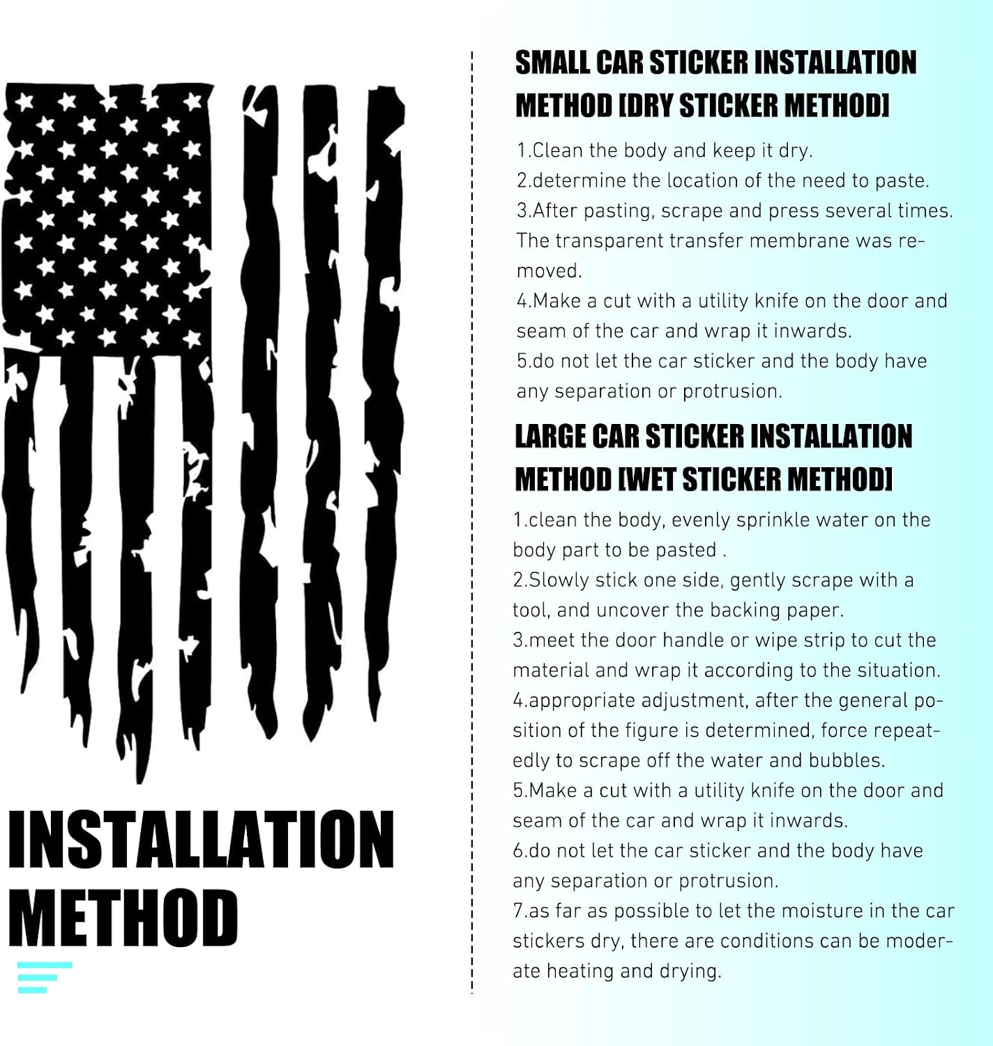 American Flag Sticker, Scratch-Covering USA Distressed Personalized Decal for Truck Tailgate, Waterproof Self-Adhesive Decoration, Universal Exterior Accessory for Pickup (Black) image 4