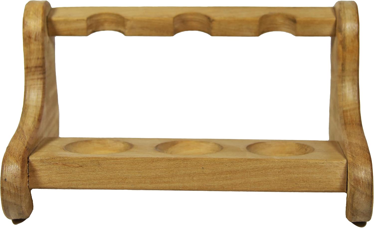 Wooden Tobacco Pipe Stand Holder Rack for 3 Tobacco Pipes, Handmade from Solid Real Wood Natural