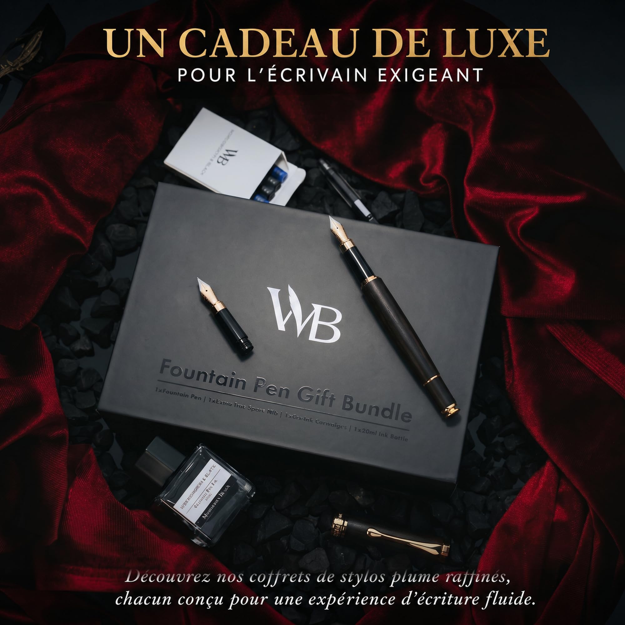 Wordsworth & Black Stylo Plume en Bois de Bambou, Plume M + EF