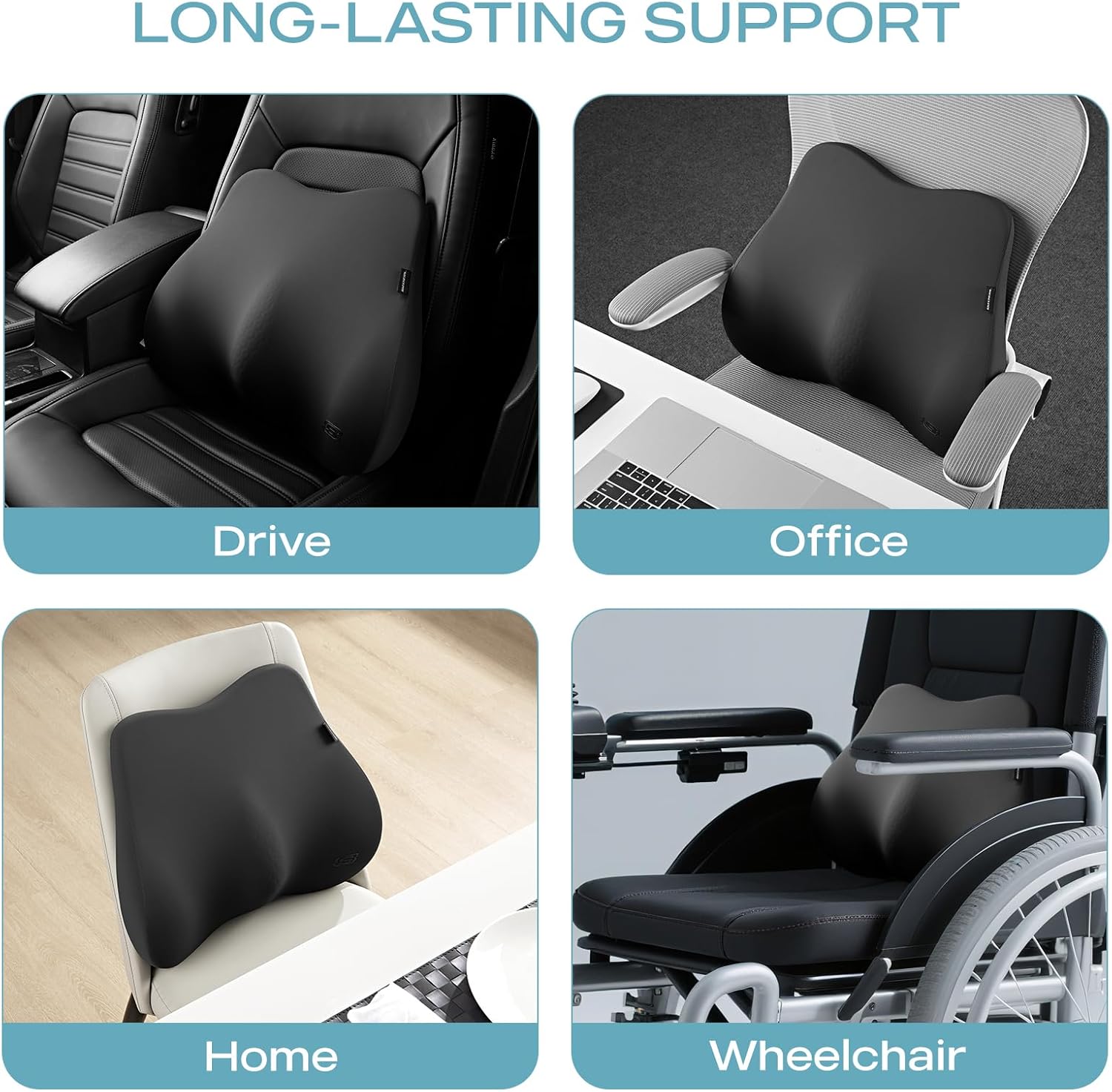 Skechers Lumbar Pillow Premium Gel & Memory Foam, Lumbar Support Pillow for Office,Chair Lower Back Pain Relief Lumbar Pillow,Ergonomic Back Support Pillow for Office Chair,Car,Home,Travel,Black