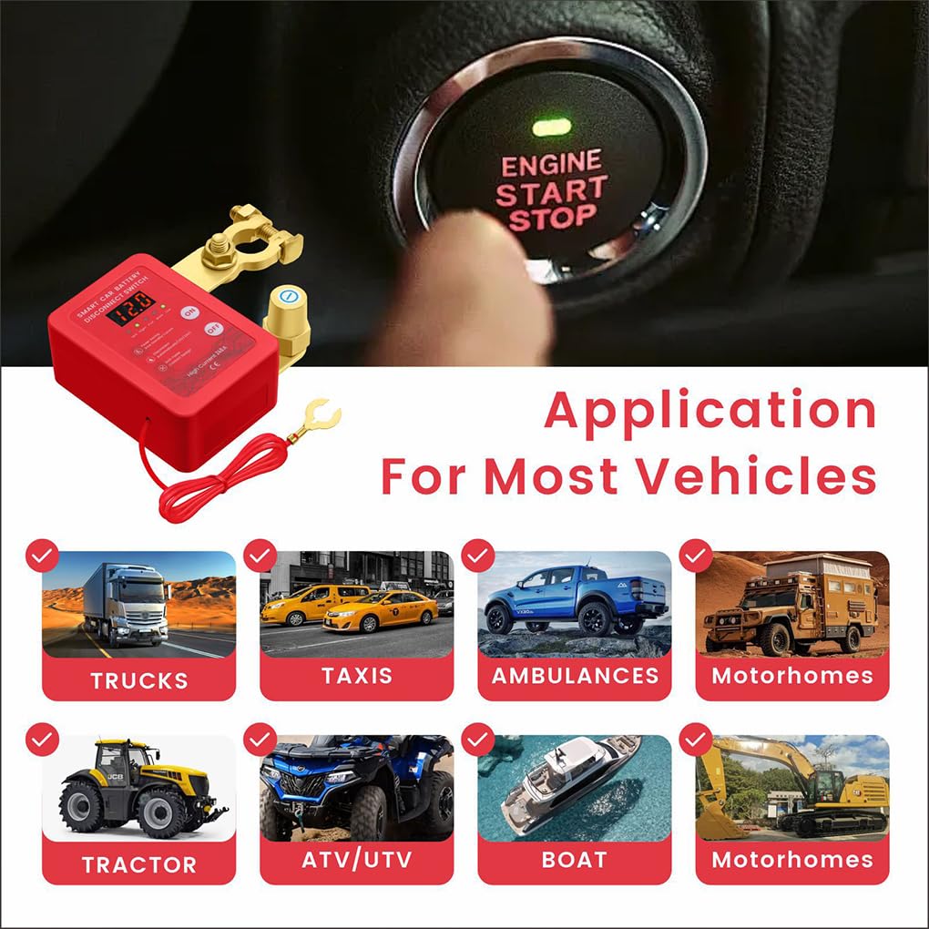 Coupe-circuit antivol intelligent, interrupteur de coupure de batterie à distance durable 12 V 240 A pour voiture/camping-car/camion/bateau