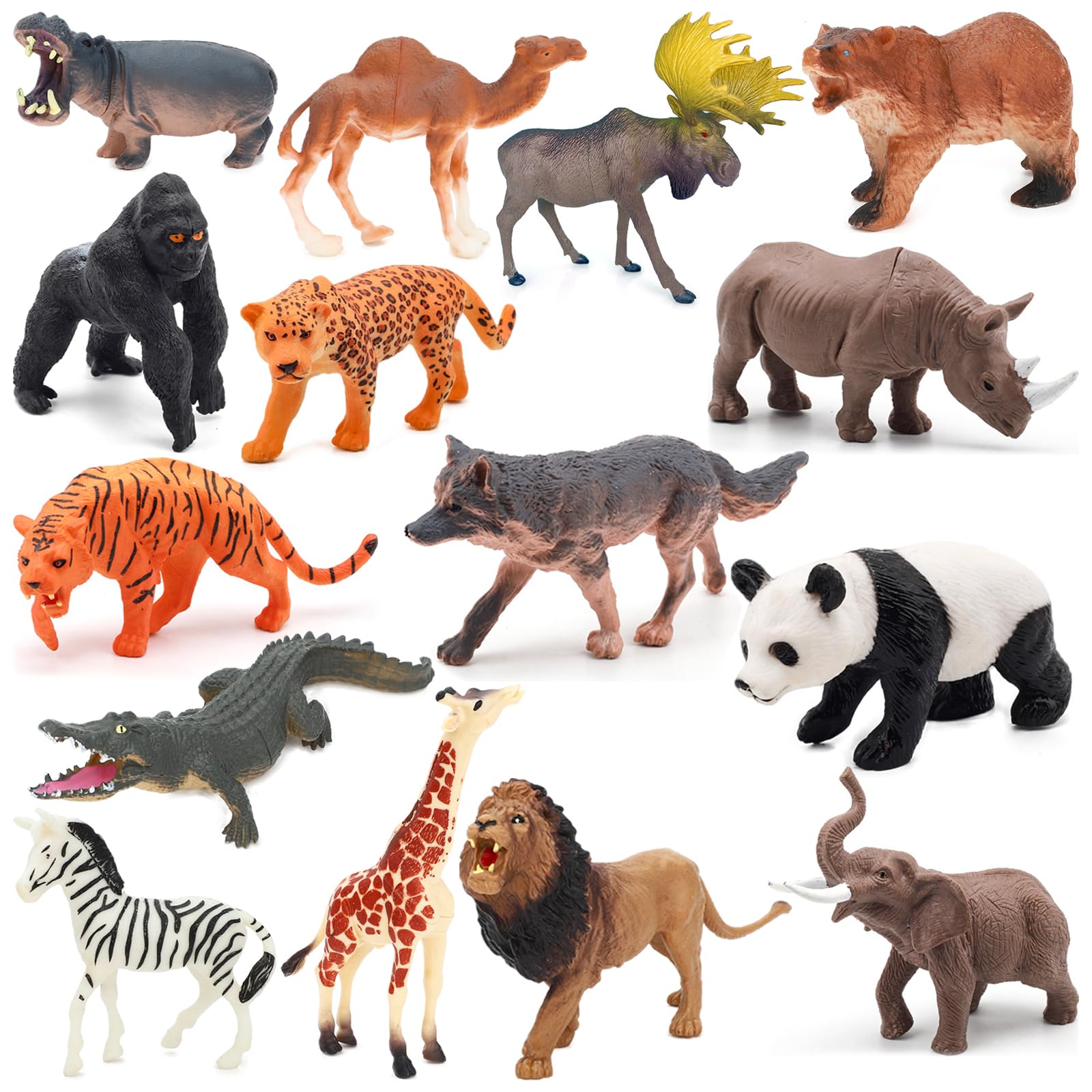 anamal　15個 Amazon.com: ONEST 15 Pieces Mini Animals Figurines Wildlife Animal