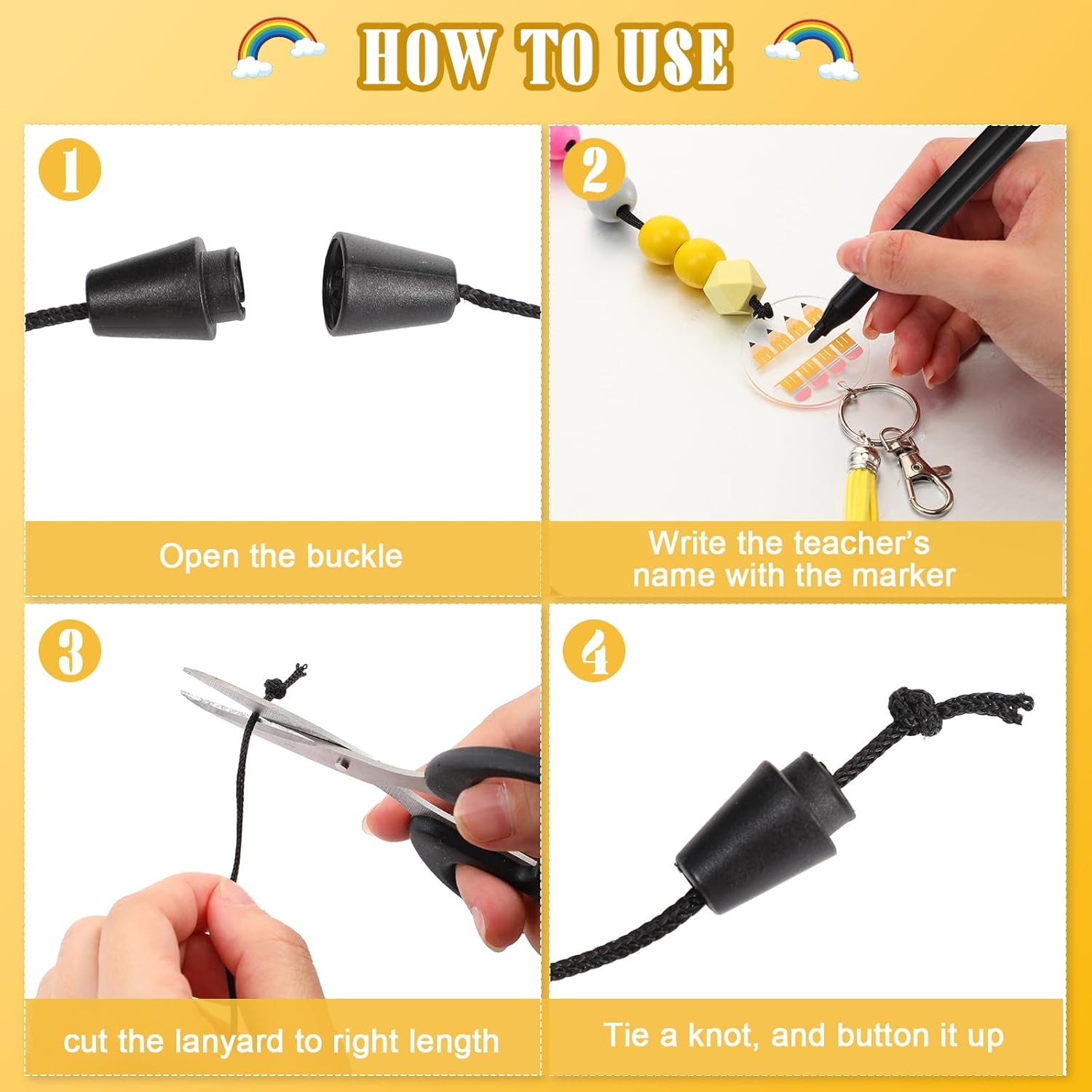 Bucherry Teacher Appreciation Gifts Beaded Lanyards for ID Badges Keychains Beaded Personalized Lanyards with 1 Marker