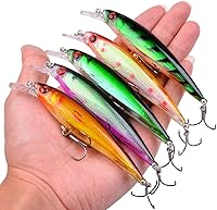 Vista 4 de Aorace Kit de Señuelos de Pesca Mixto que Incluye Minnow Popper Crank Baits con Anzuelos para Pesca en Agua Salada y Dulce de Trucha Lubina Salmón