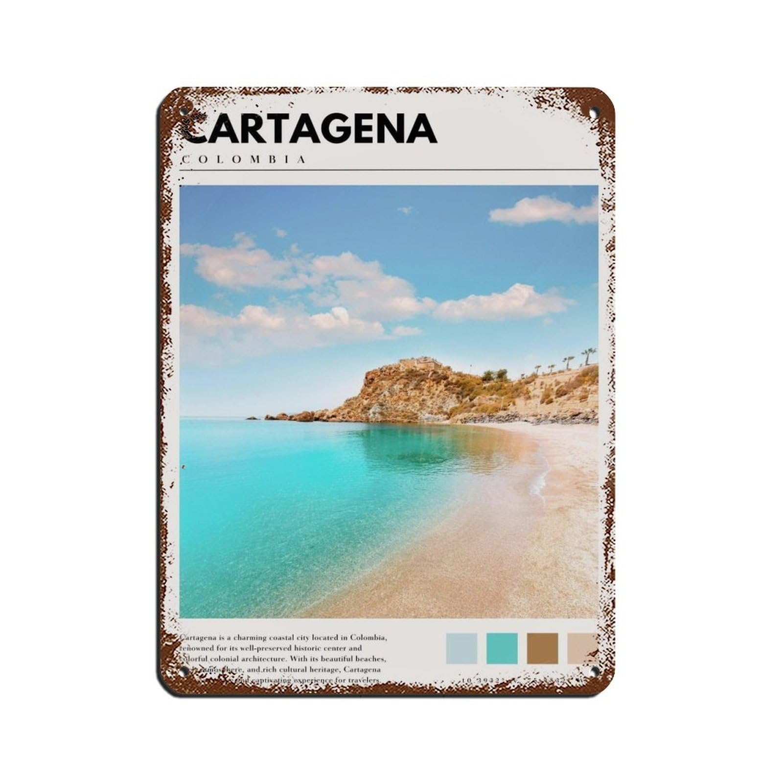 Cartagena Art Cartagena Photography Poster Tin Sign Vintage Metal Pub Club Cafe Bar Home Wall Art Decoration Poster Retro 12x16inch(30x40cm)