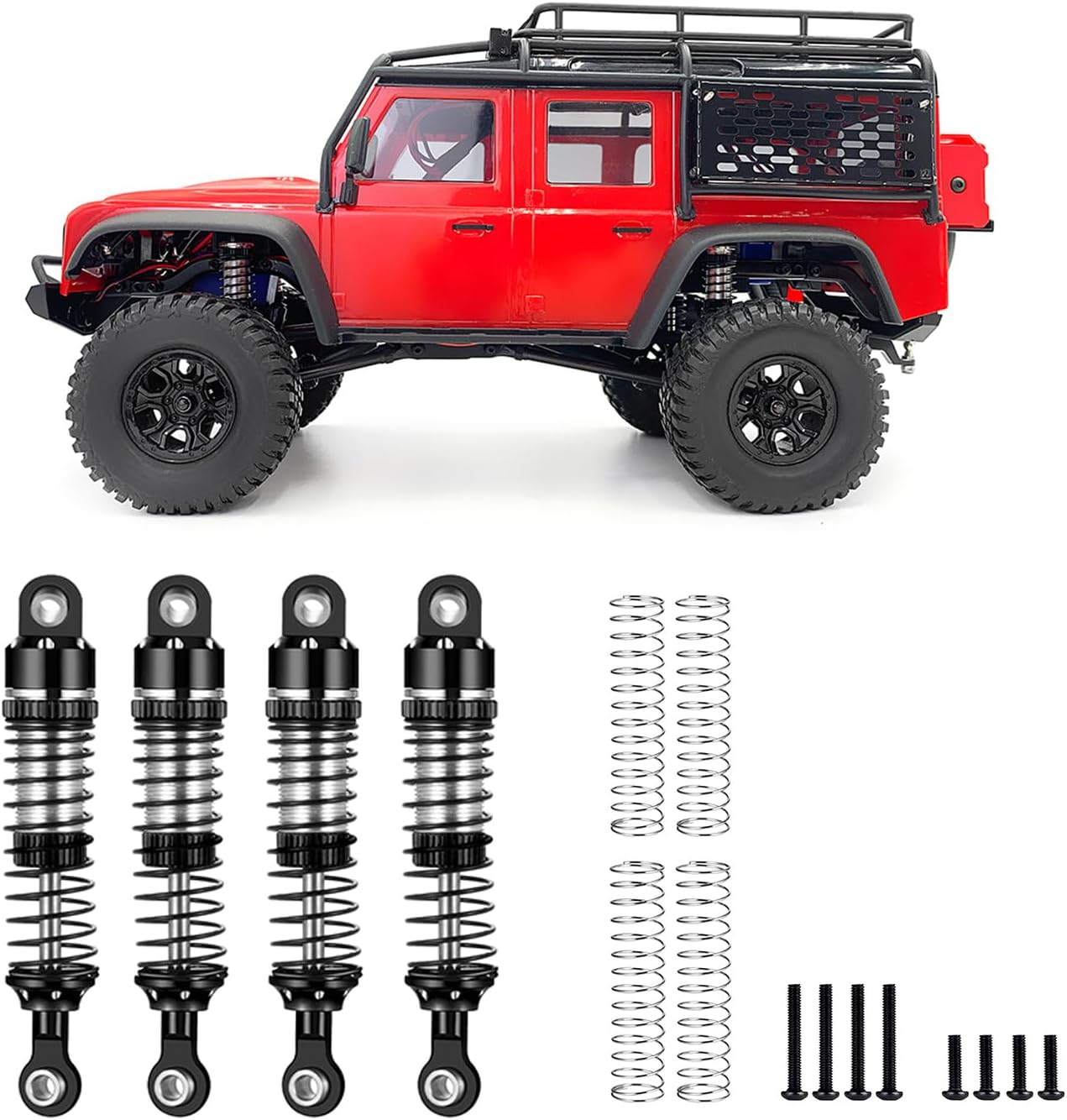 RC Shock Absorber Dampers 52mm Aluminum Alloy Adjustable RC Shocks for 1/18 TRX4M RC Crawler Car Upgrades Accessories Black