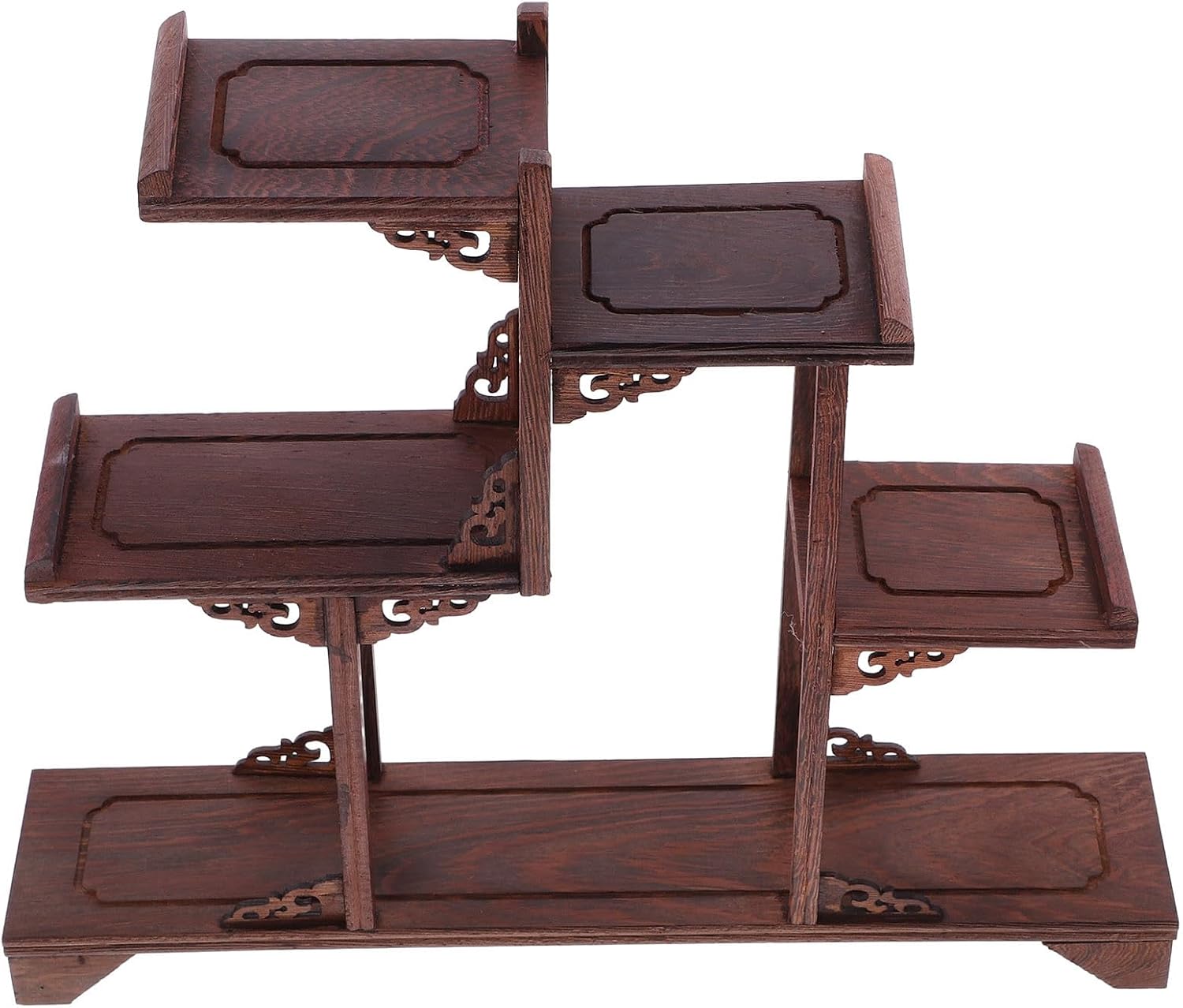 VILLCASE Antique Wood Display Stand for Jewelry and Figurines, Artistic Curio Rack to Elevate Home Decor, Sophisticated Wooden Showcase Base Suitable for Living Room or Study