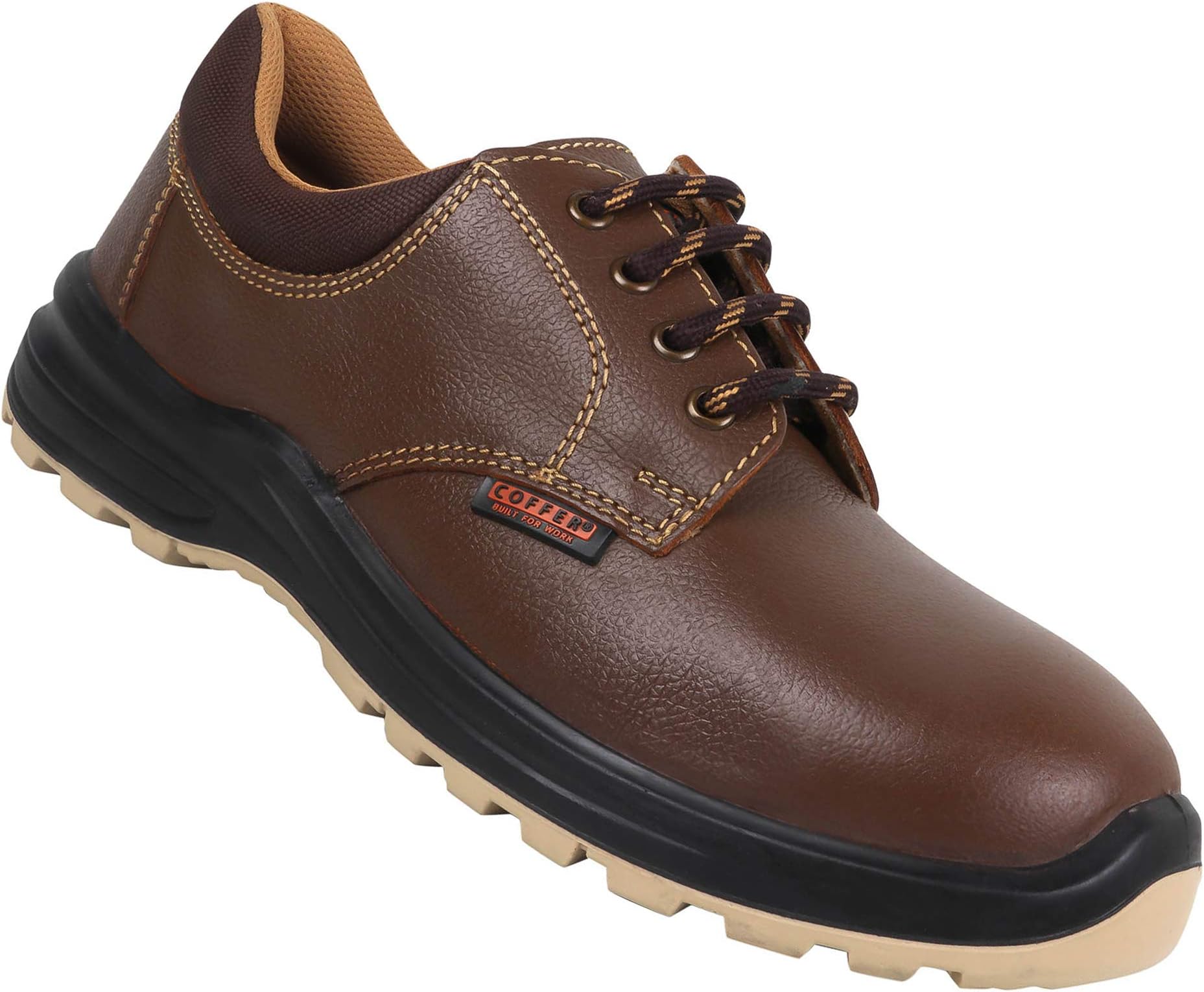 AZ-82344 Heat, Oil & Acid Resistant Formal Safety Shoe with Tan Leather Upper, 200 Joule Steel Toe Cap and Dual Density PU Sole (07 India)