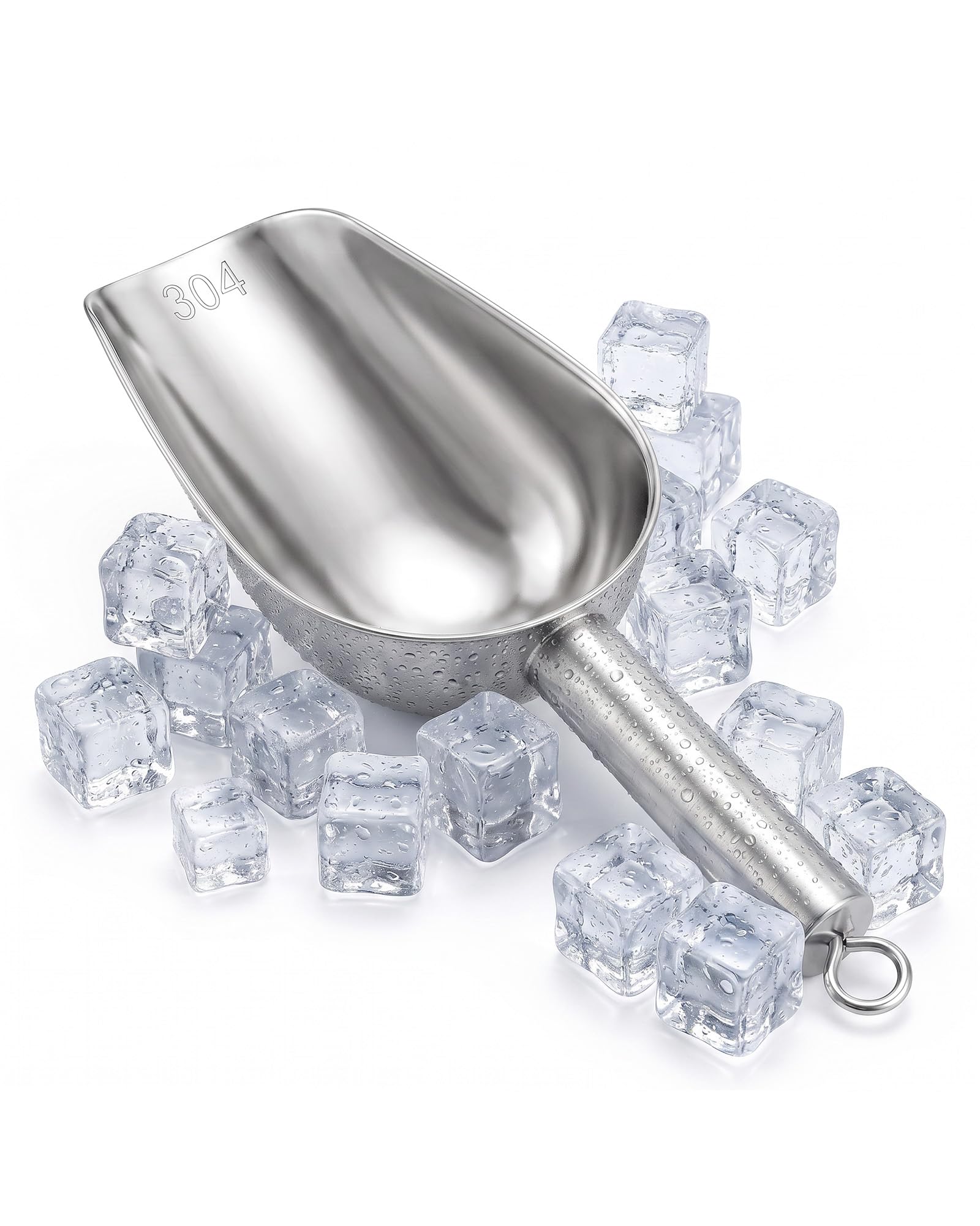 EUHOMY Eisschaufel aus Edelstahl 304, Silber | Lebensmittelecht, Spülmaschinenfest, Handliches Format, Kompatibel mit Eismaschinen, Ideal für Küche, Bar, Partys, Camping