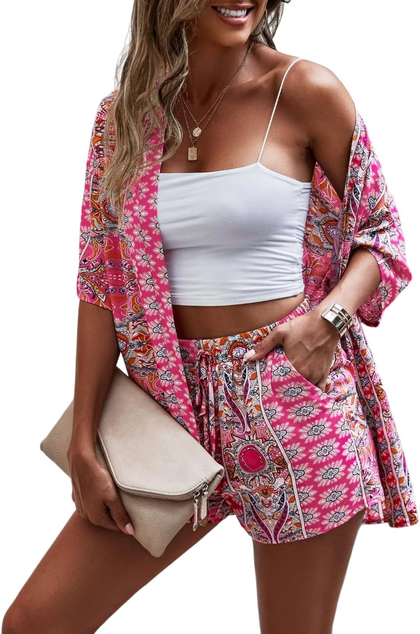 COOL AND CASUALBeach Wear for Women Co Ord Set Three Piece Dress Top Short and Shrug Beach Dresses for Womenโฆ