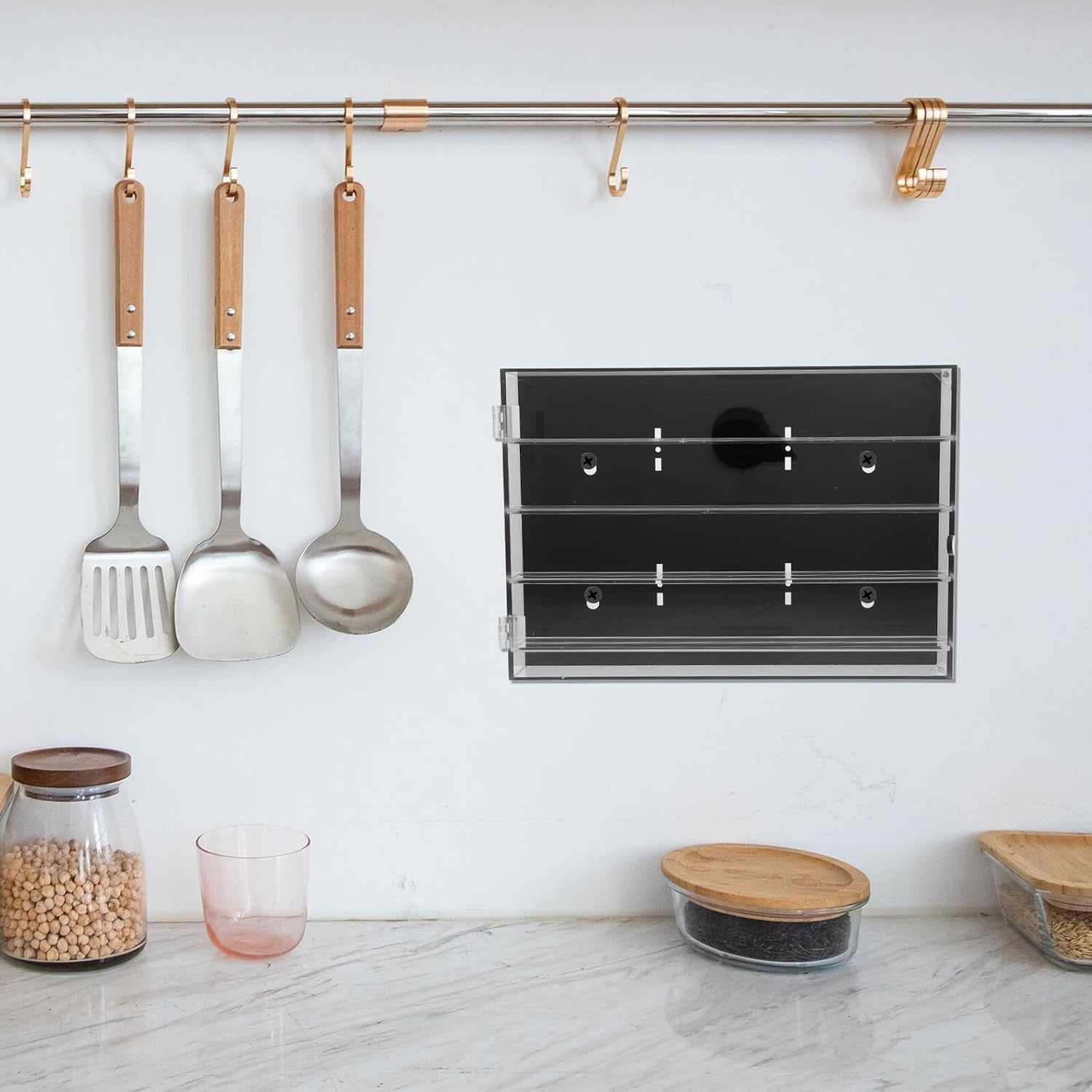 Cabilock Acrylic Knife Holder Wall-mounted Organizer Multi-layer Knife Storage Rack Kitchen Organisation Display Case for Home Kitchen Collection Showcase