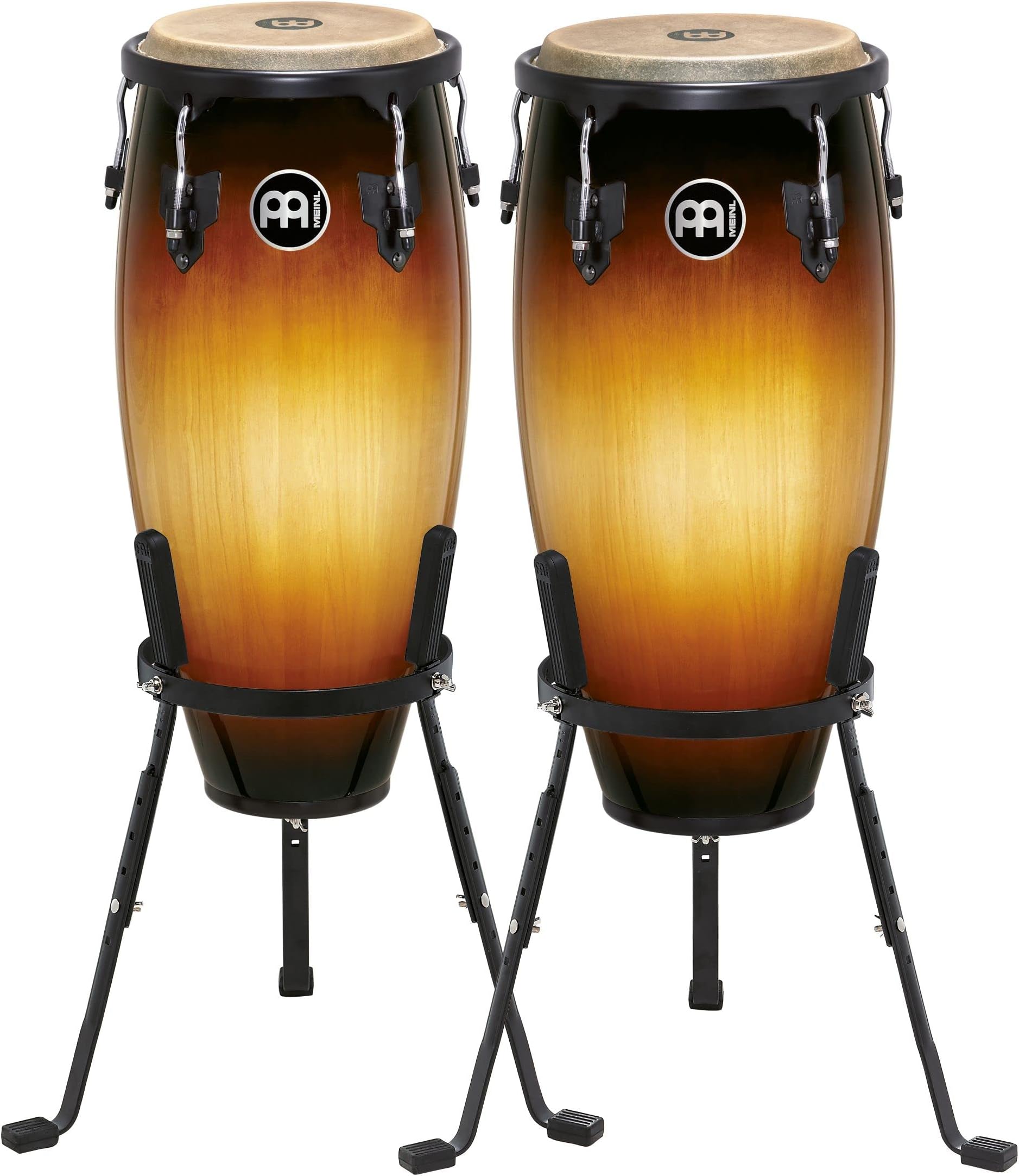 Meinl Percussion Headliner Conga Set - Handdrum Set With 10 Inches and 11 Inches - With Buffalo Skin Head - Siam Oak, Multicoloured (HC555VSB)