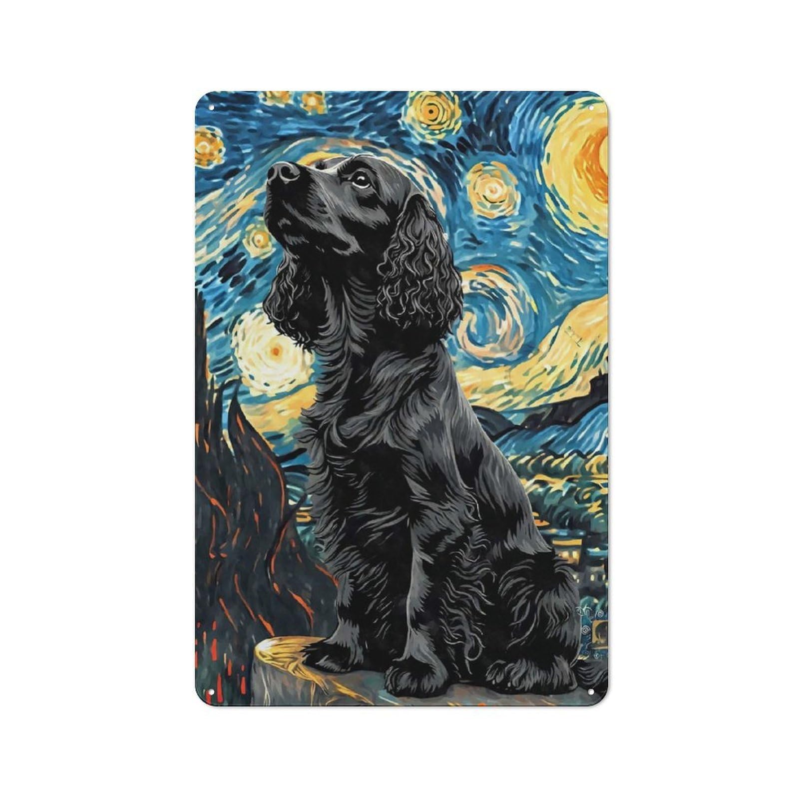 Junmoney Style-3 English Cocker Spaniel Metal Wall Sign 30X20cm, Retro Decor For Workshop Wall, For Garage, Workshop And Man Cave Decoration