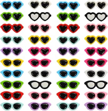 80Pcs Resin Mini Sunglasses Bead Colorful Flat Back Cartoon Crafts Accessories for DIY Summer Beach Supplies Jewelry Making Scrapbook Embellishment Phone Case Nail Art Hairpin Charms Pendant