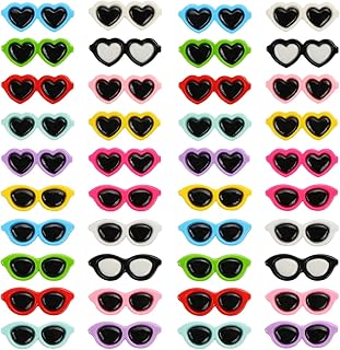 40Pcs Resin Mini Sunglasses Bead Colorful Flat Back Cartoon Crafts Accessories for DIY Summer Beach Supplies Jewelry Making Scrapbook Embellishment Phone Case Nail Art Hairpin Charms Pendant