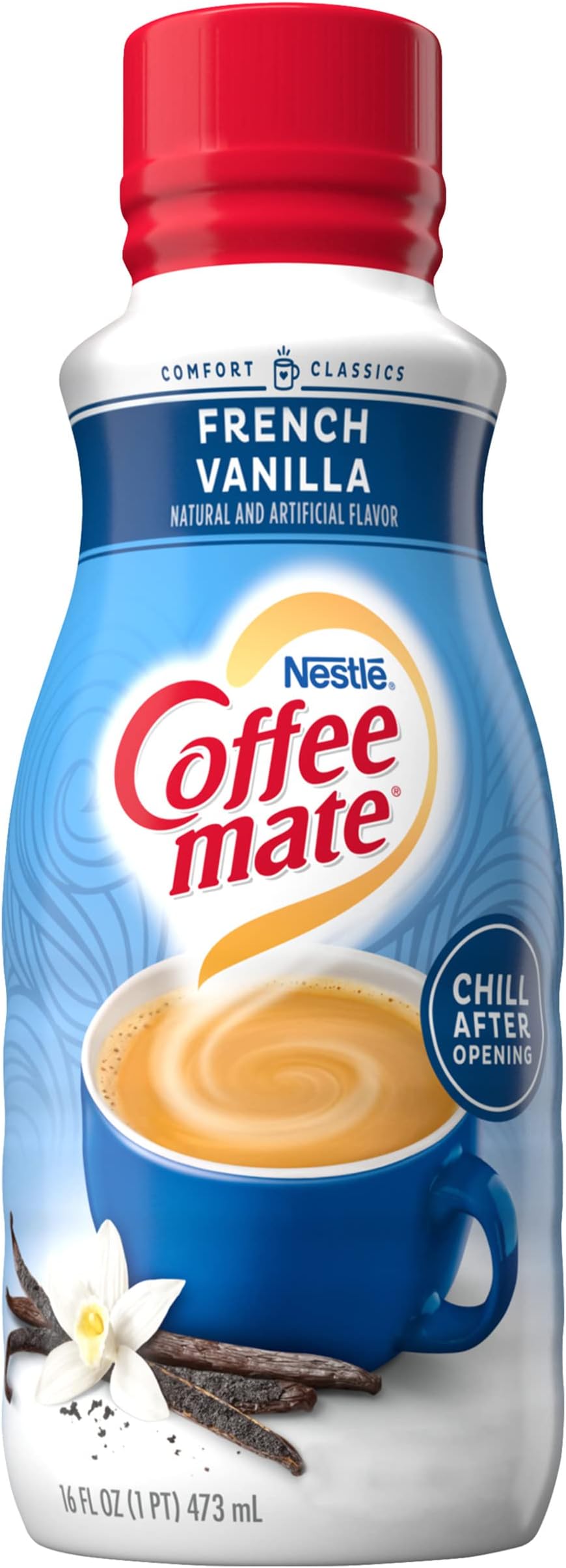 French Vanilla Liquid Creamer, 16 Fl Oz, 6 Pack | Shelf-stable non-dairy coffee creamer; French vanilla; gluten free; 6 x 16 fl oz; 192 servings