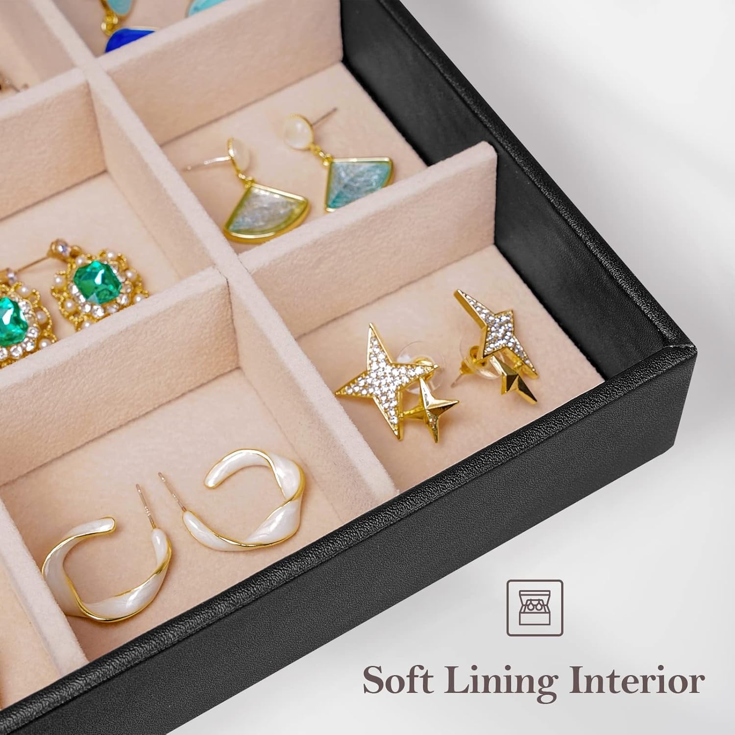 ProCase Stackable Jewelry Tray Drawer Organizer, Necklace Storage Jewellery Display Trays Box for Dresser, Jewelry Drawer Inserts Dividers Container for Earring Rings Bracelet, Set of 5 - Black : Clothing, Shoes & Jewelry