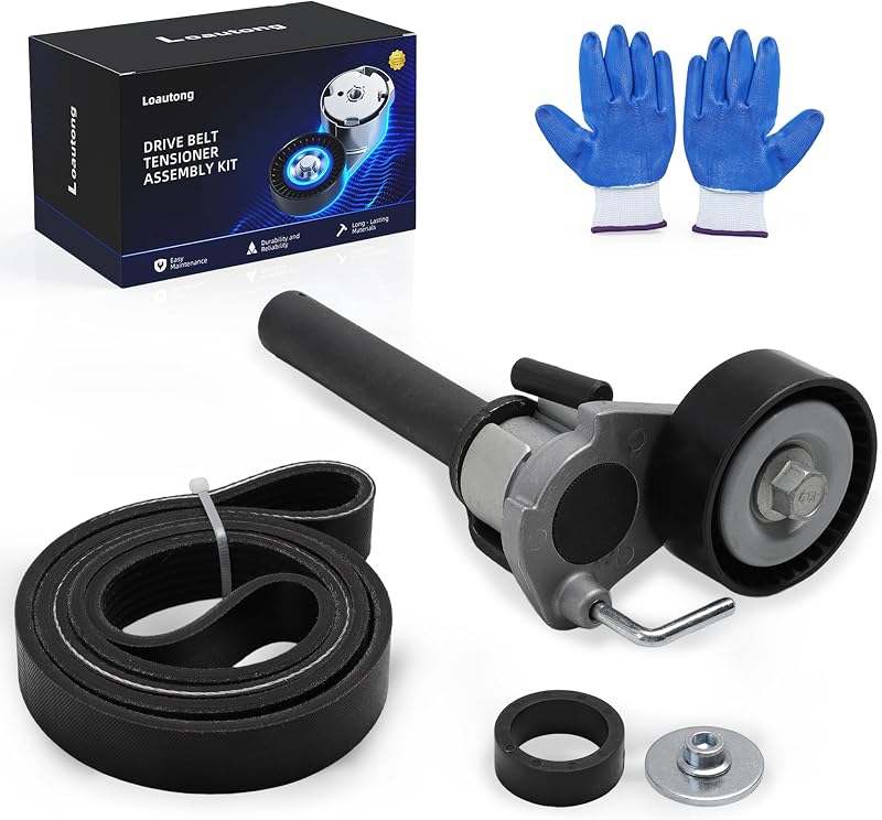 Kit tensionador da correia e correia serpentina Loautong 39087 para Volkswagen e Audi – 2 peças