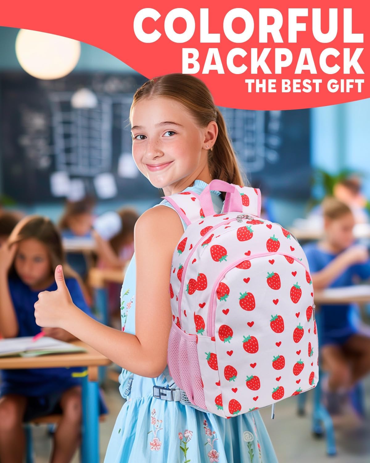 Strawberry Backpack 17 Inch Made of Oxford cloth
