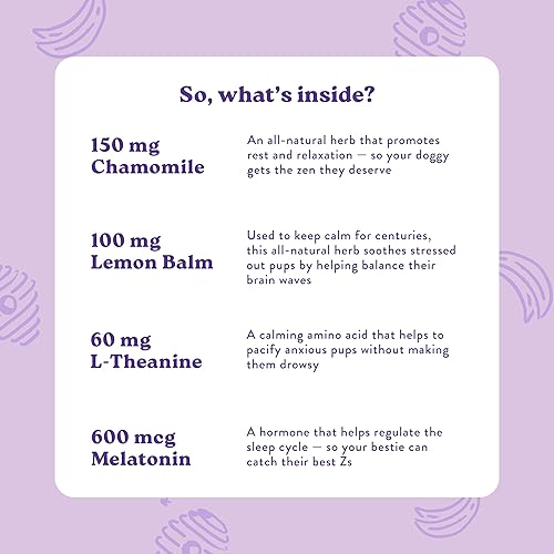 Miniatura 5 de Bocce's Bakery Suplemento calmante para perros, masticables diarios hechos en los Estados Unidos con manzanilla, bálsamo de limón, L-teanina y