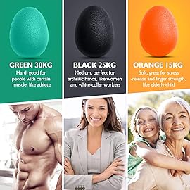 Peradix Hand Grip Strength Trainer, Stress Relief Ball, Wrist Rehab Therapy Hand Grip Equipment Ball Squishy Tools - Set of 3 Finger Resistance Exercise Squeezer (Standard Size - Orange Green Black)