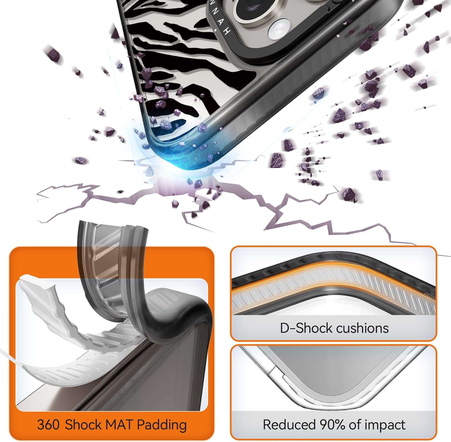 Magnetic for iPhone 15 Pro Max Magsafe Case Cute Aesthetic - Durable Shockproof 6.6 ft Drop Impact Phone Case Cover with Funny Fashion Black Zebra Print 6.7" Black