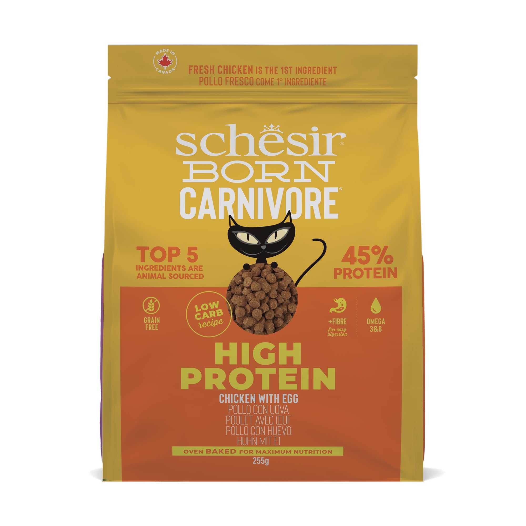 Schesir Born Carnivore, Chicken Croquettes and Baked Egg for Adult Cats (255g Bag)