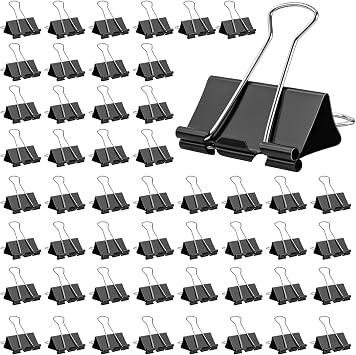 OWLKELA 1.6 Inch 50 Pack Large Binder Clips, Black Paper Clamps for Office, School, and Home Supplies