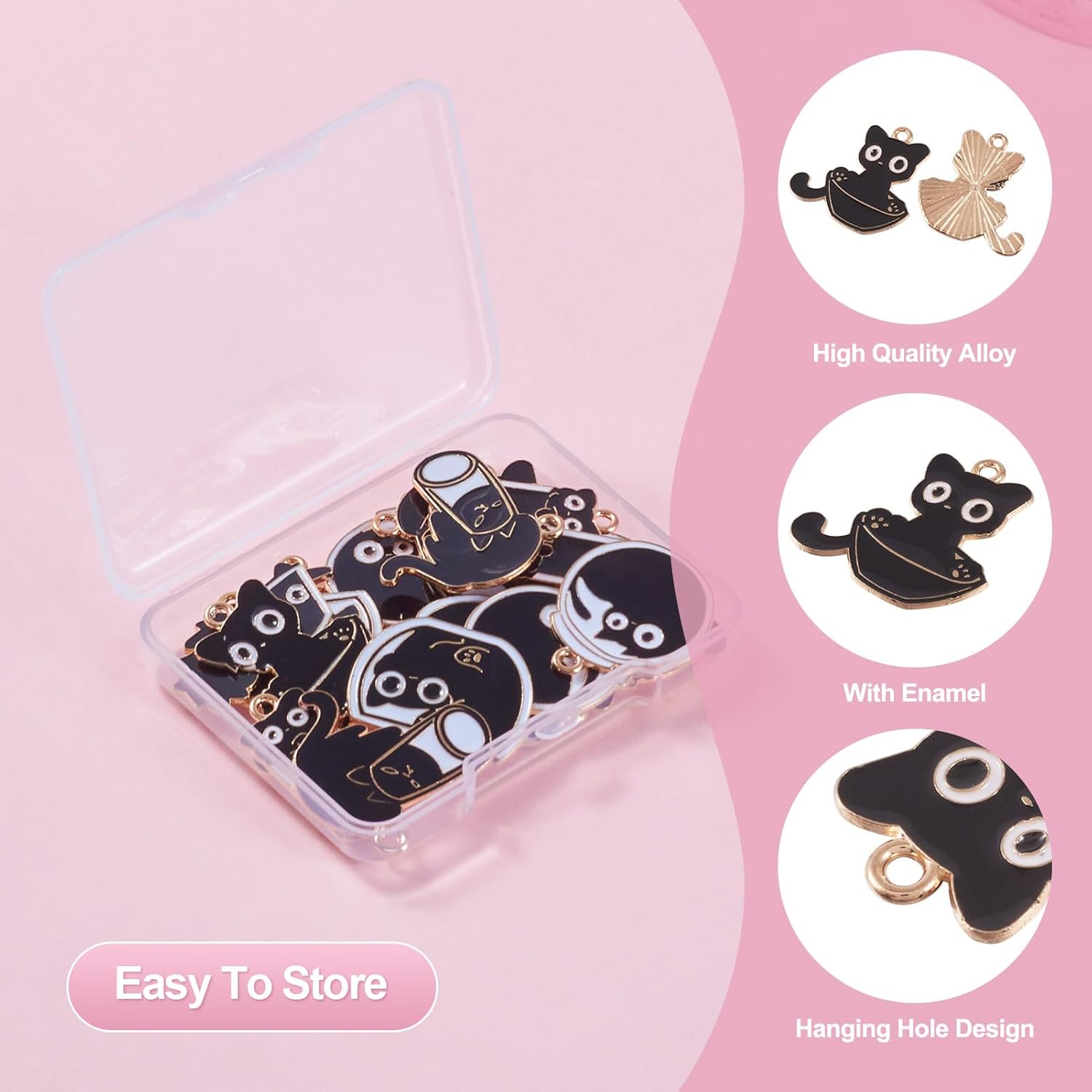 Enamel Cat Charms Cute Cartoon Pet Kitten Pendants Lovely Pet Animal Metal Dangle Charms for DIY Crafts Earring Necklace Keychain Jewelry Making - Image 3