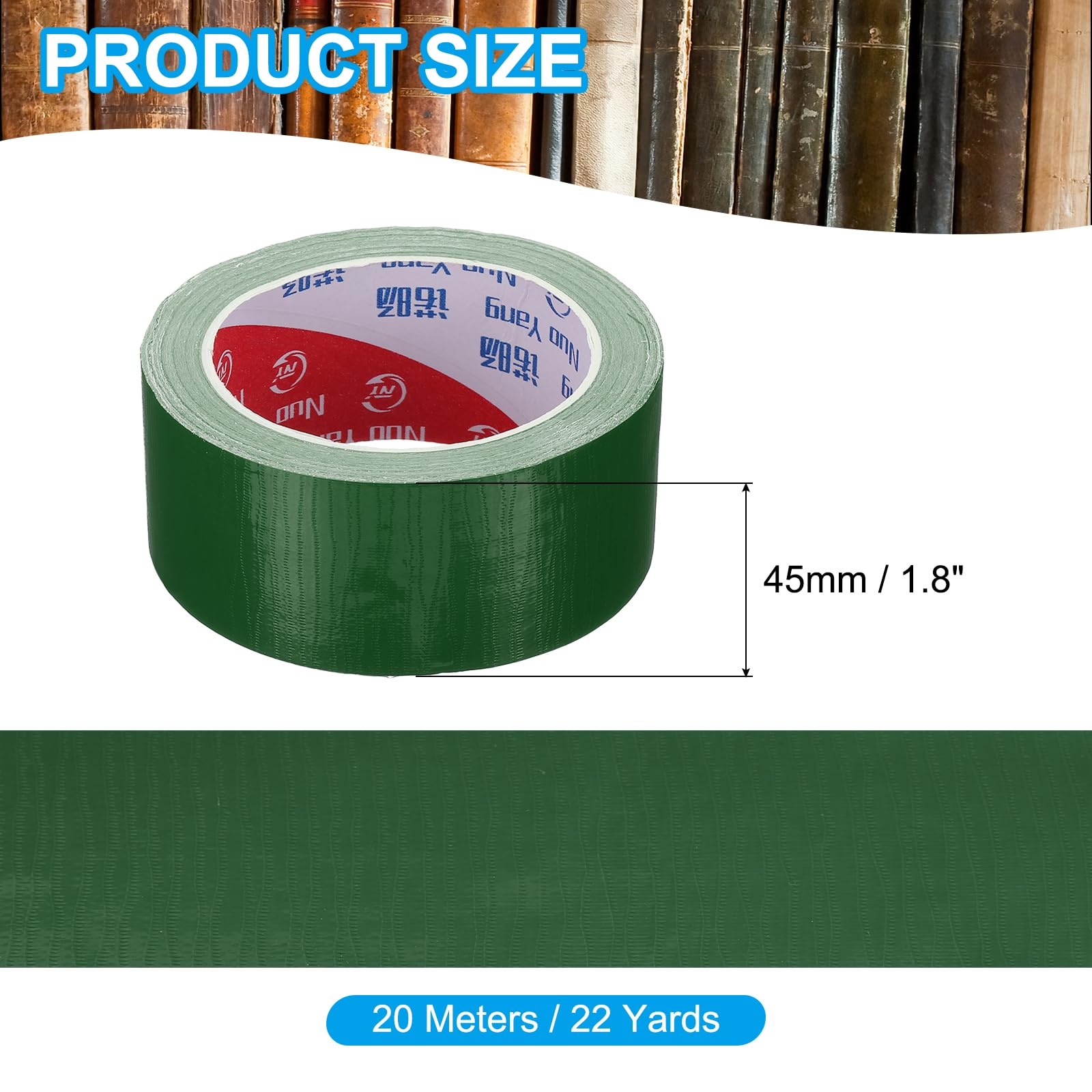 PATIKIL Nastro per Rilegatura 1.8"x0.007", 22 Iarde Nastro per Riparazione Rilegatura Tessuto, Nastro per Rilegatura Autoadesivo per Riparare Vecchi Libri, Verde