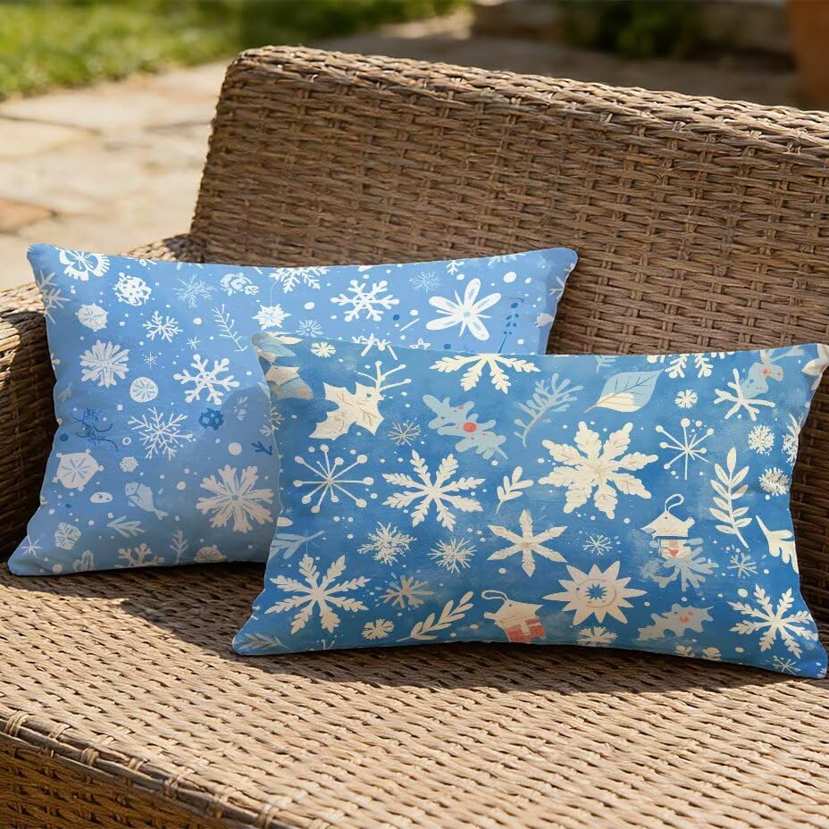 Housse de coussin extérieur 70x90 rectangulaire imperméable bleu jardin - 2
